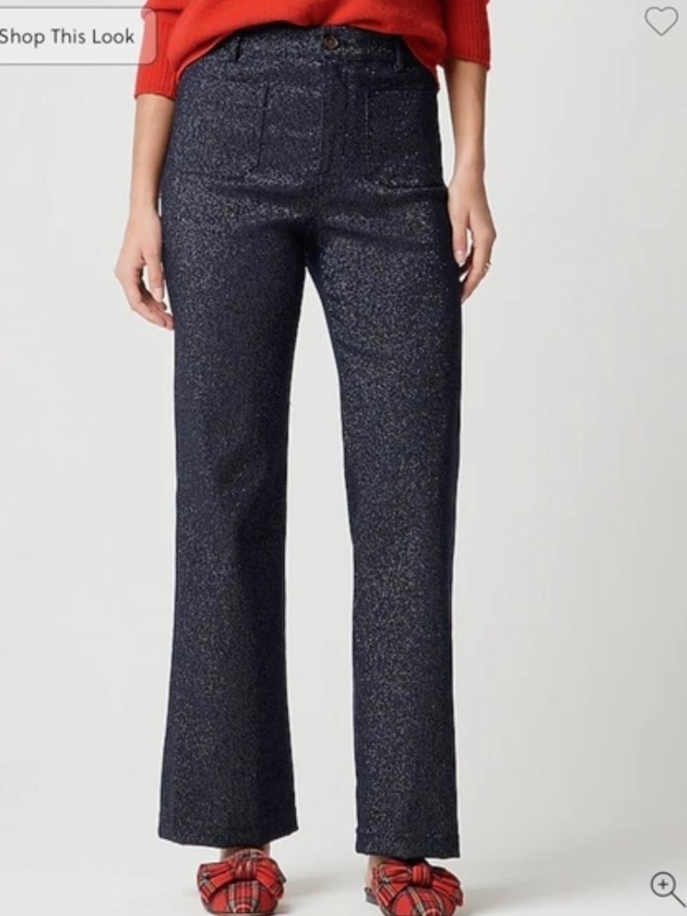 J. Crew Navy Sparkle Lizzie Wide Leg Pants
